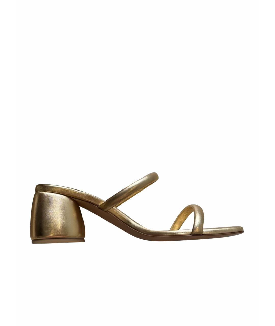 GIANVITO ROSSI Золотые кожаные мюли, фото 1