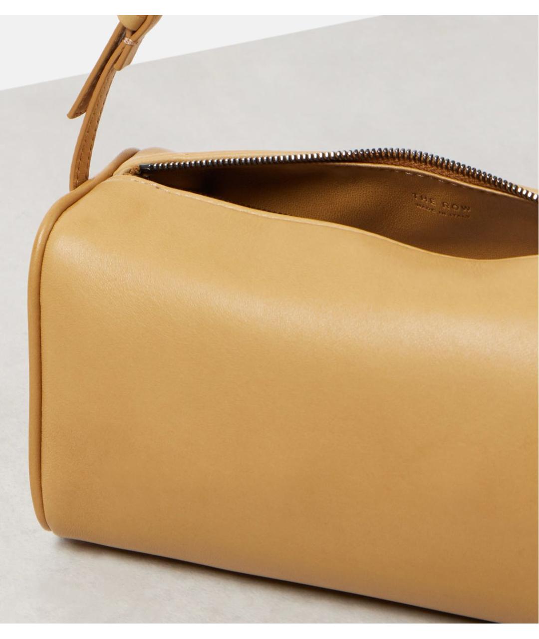 THE ROW Горчичная кожаная сумка с короткими ручками, фото 2