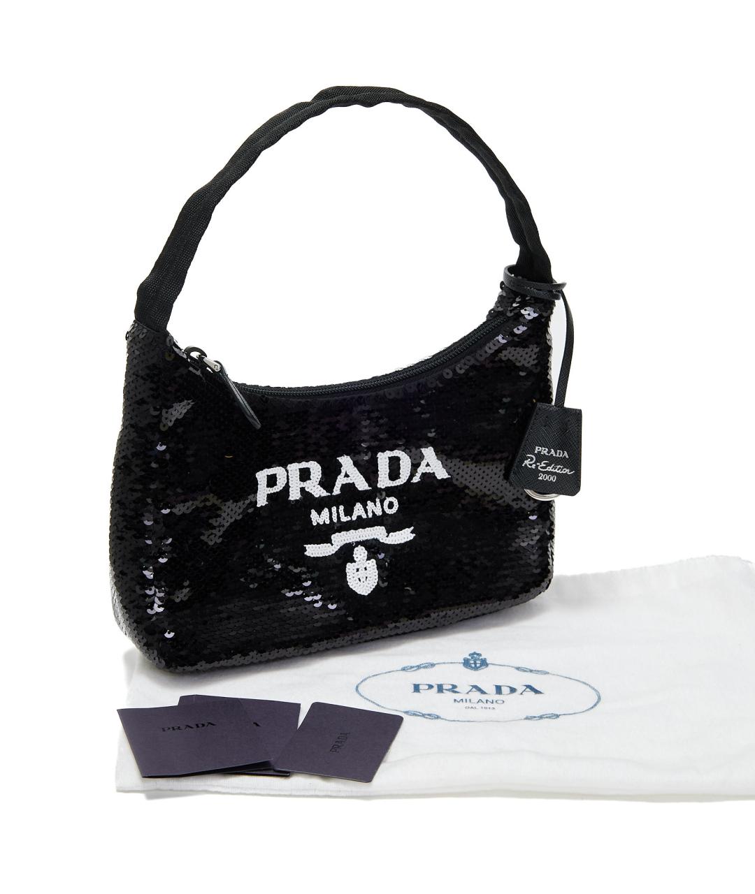PRADA Черная синтетическая сумка с короткими ручками, фото 7