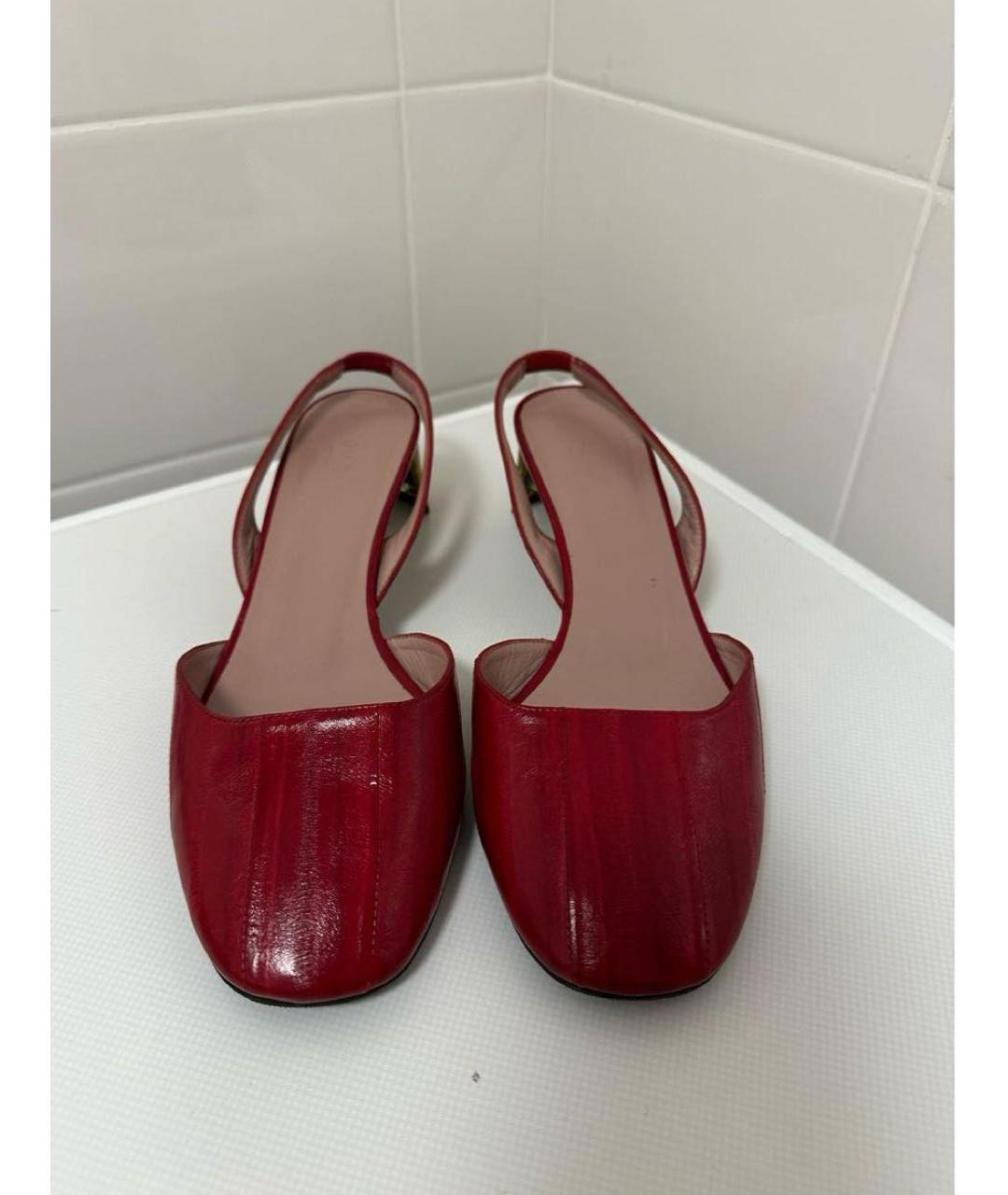 GUCCI Красные кожаные туфли, фото 2