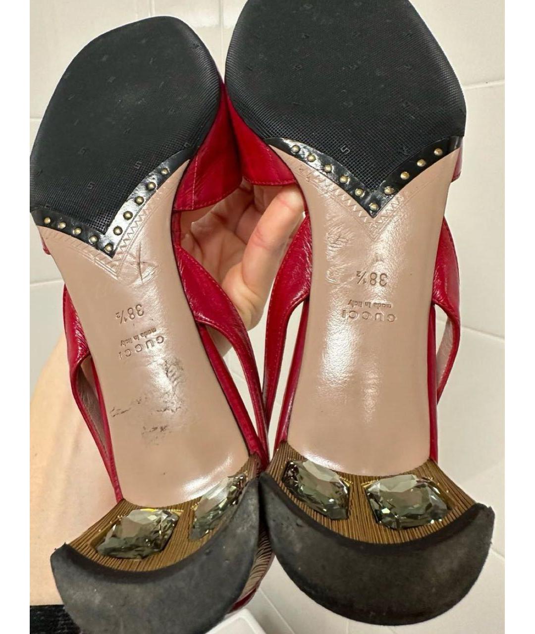 GUCCI Красные кожаные туфли, фото 4