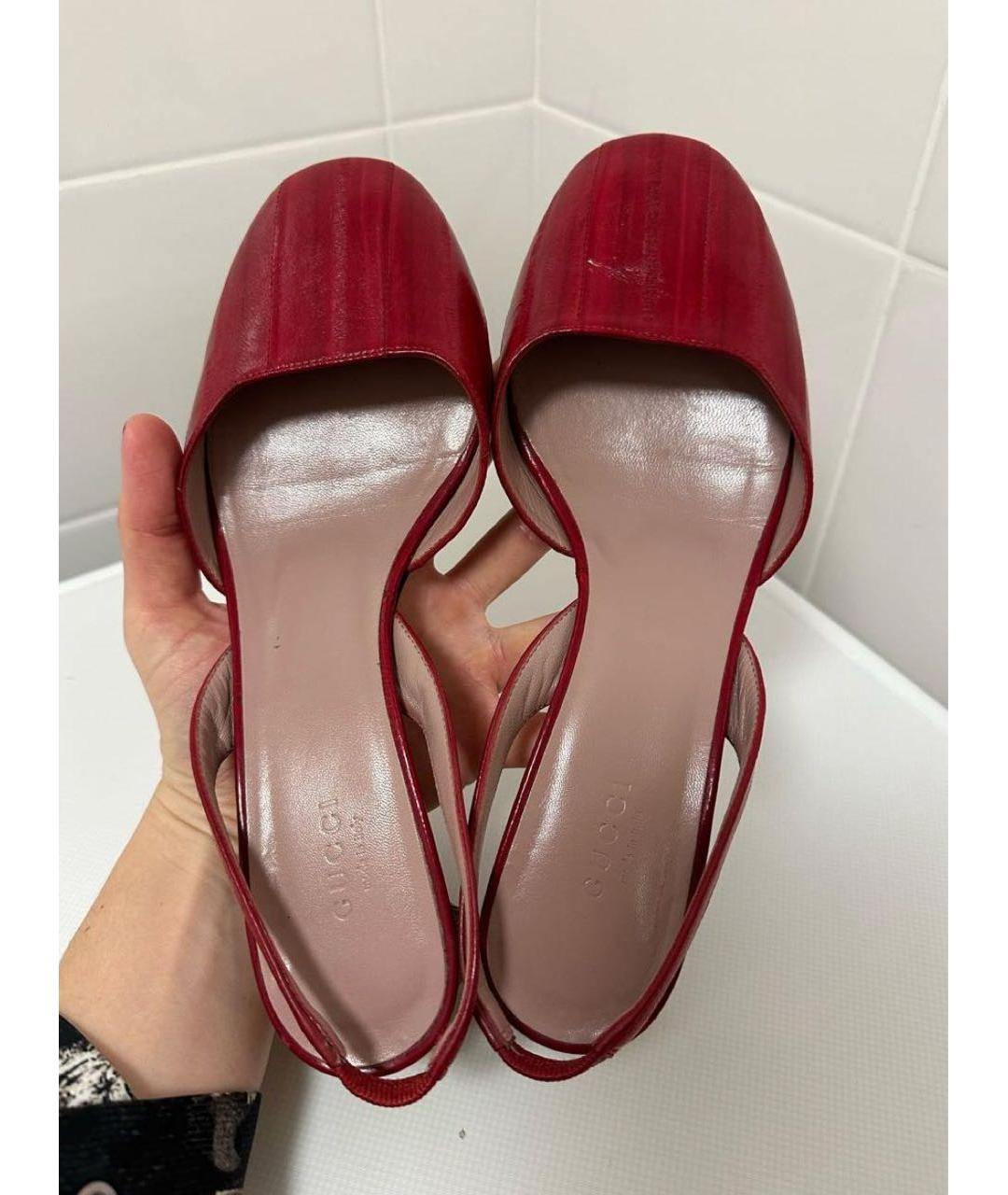 GUCCI Красные кожаные туфли, фото 3