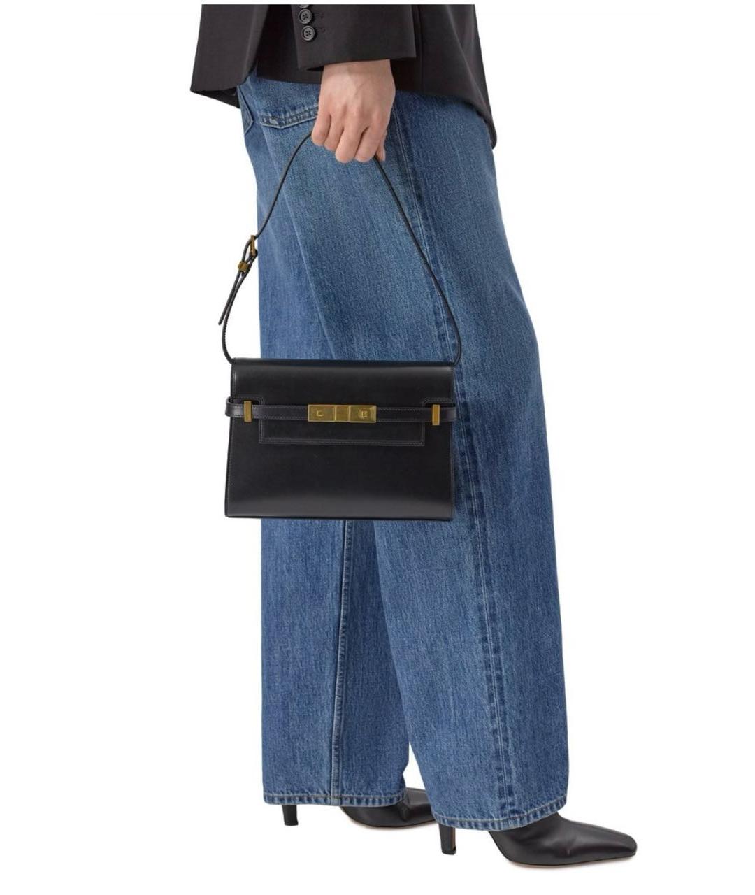 SAINT LAURENT Черная кожаная сумка через плечо, фото 4