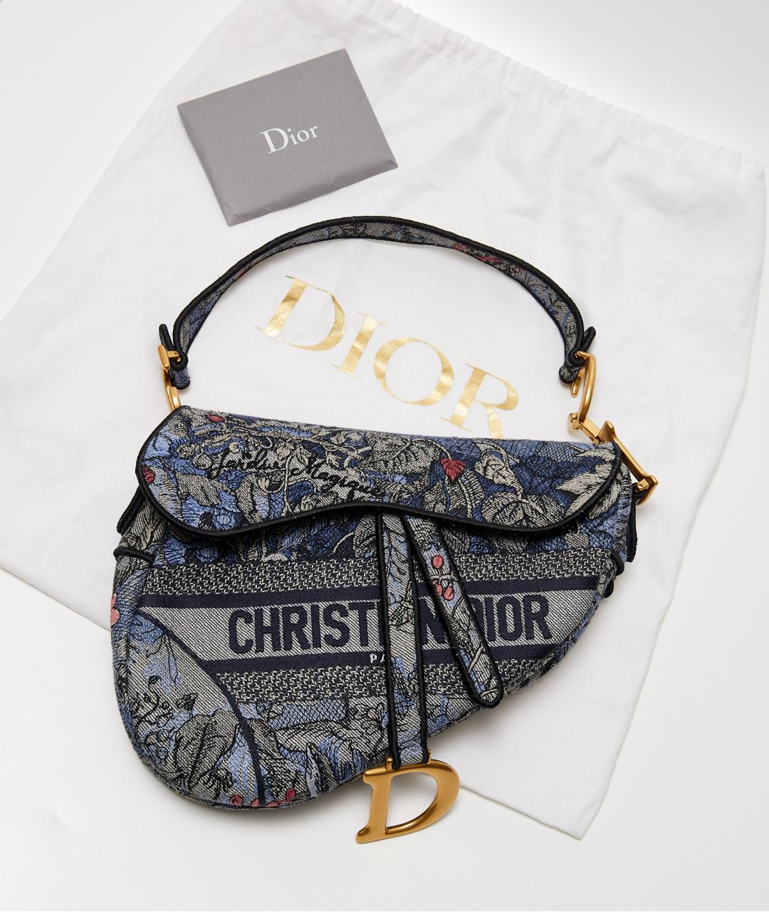 CHRISTIAN DIOR Темно-синяя жаккардовая сумка с короткими ручками, фото 8