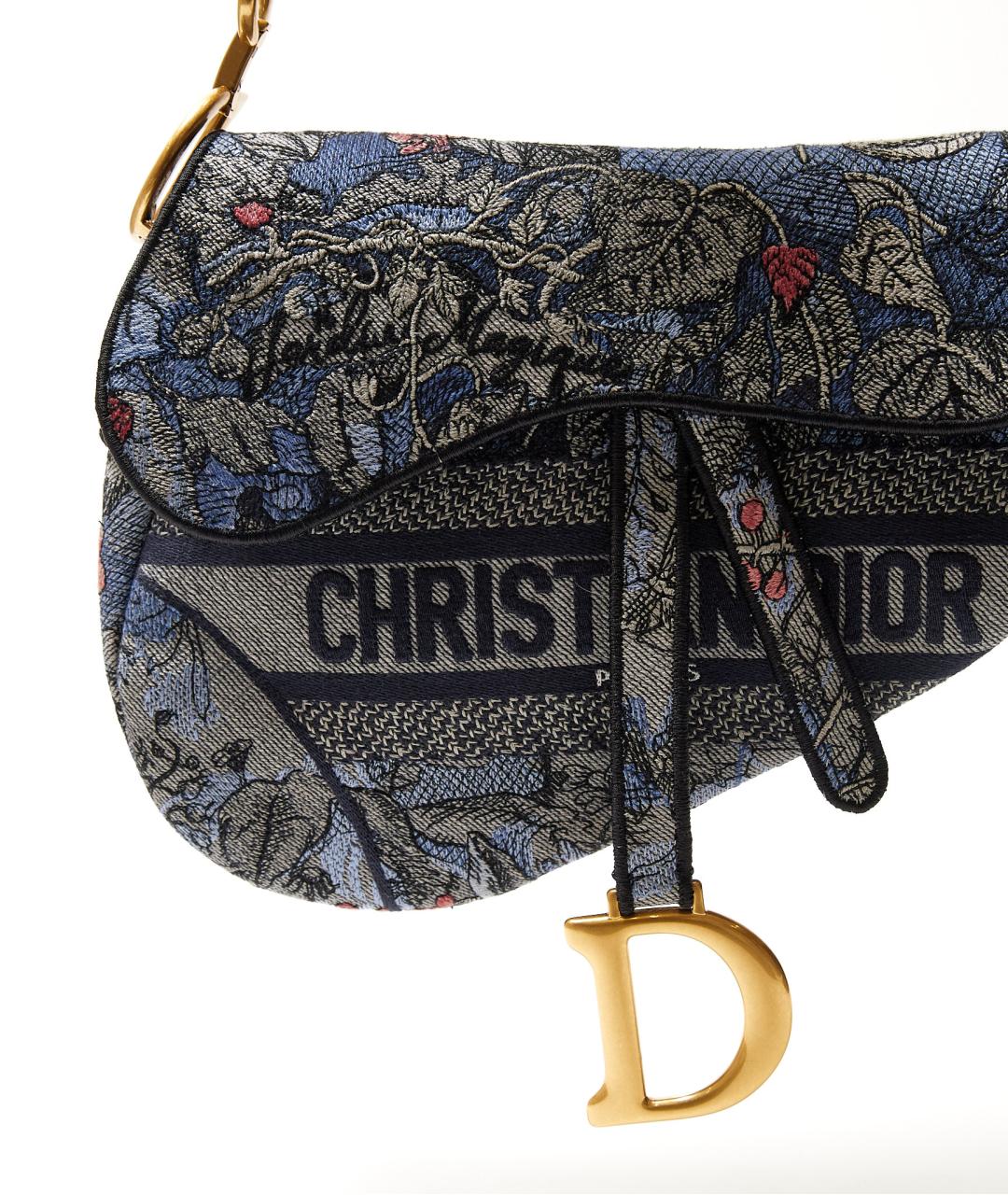 CHRISTIAN DIOR Темно-синяя жаккардовая сумка с короткими ручками, фото 4
