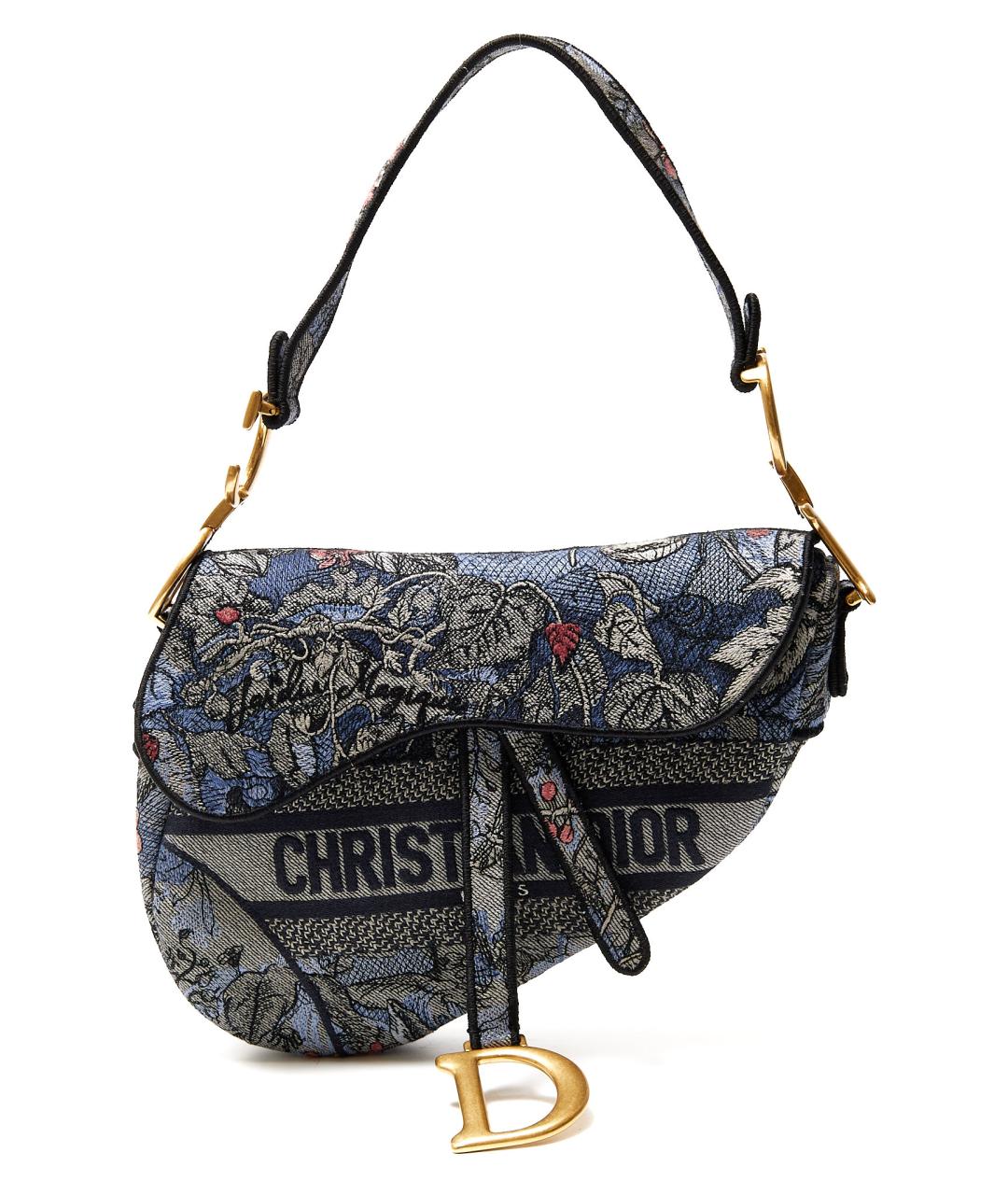 CHRISTIAN DIOR Темно-синяя жаккардовая сумка с короткими ручками, фото 9