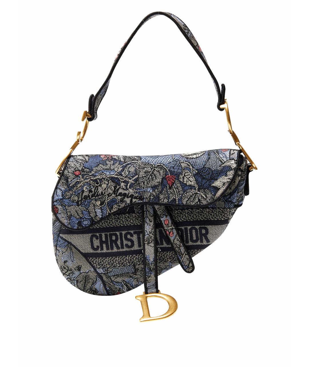CHRISTIAN DIOR Темно-синяя жаккардовая сумка с короткими ручками, фото 1