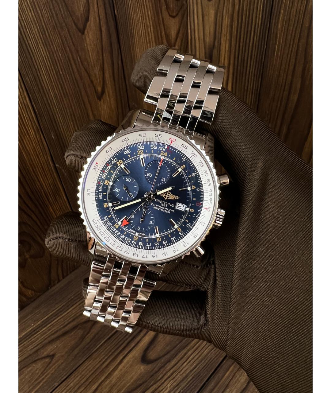 BREITLING Серебряные металлические часы, фото 2