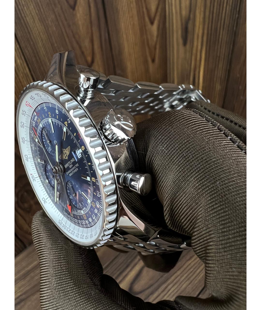 BREITLING Серебряные металлические часы, фото 3