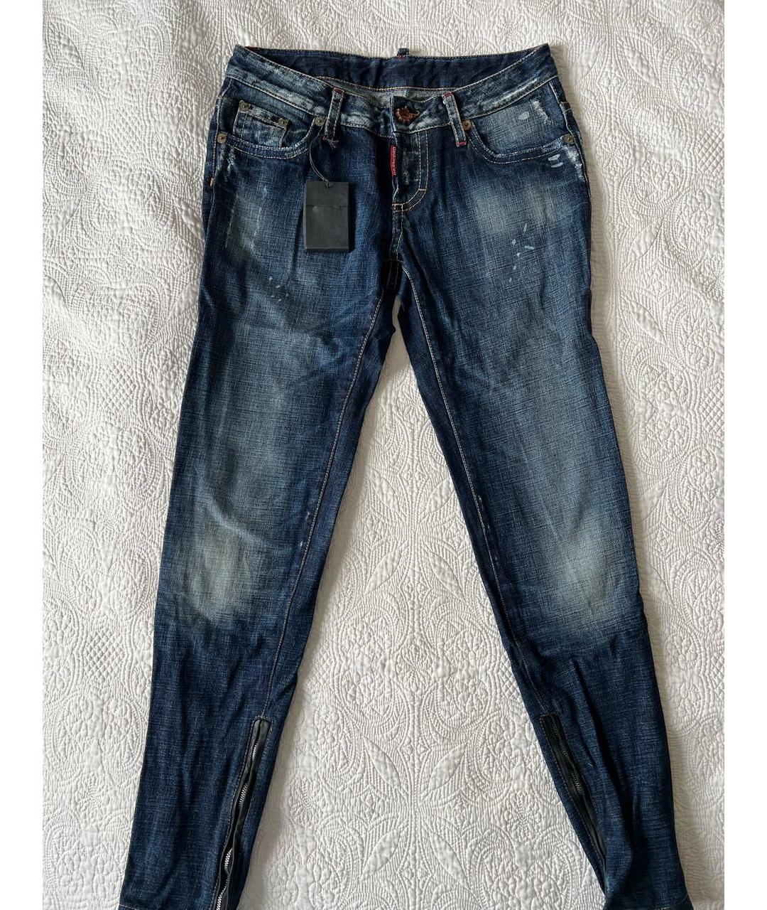 DSQUARED2 Синие хлопковые джинсы слим, фото 8