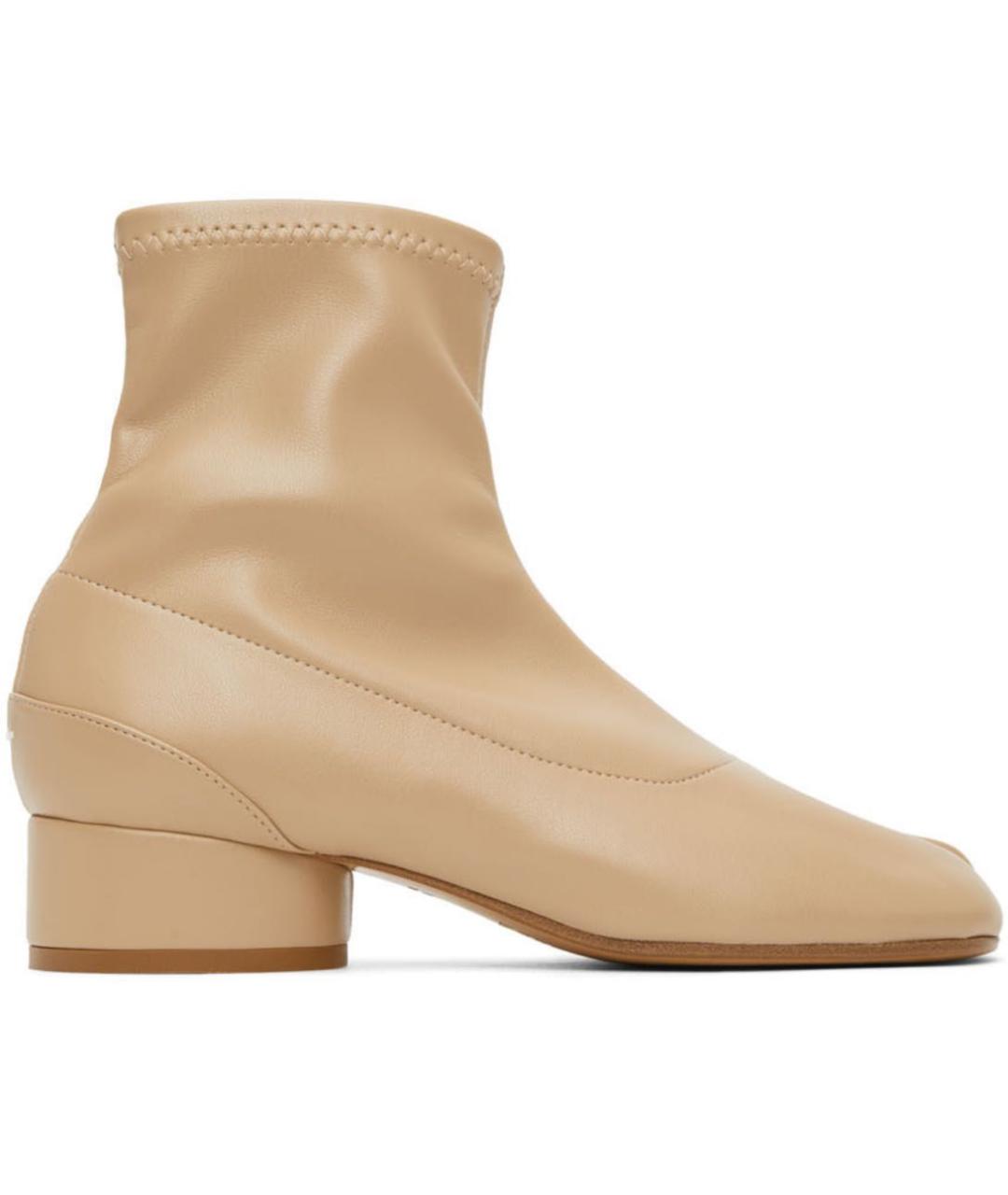 MAISON MARGIELA Бежевые кожаные полусапоги, фото 9