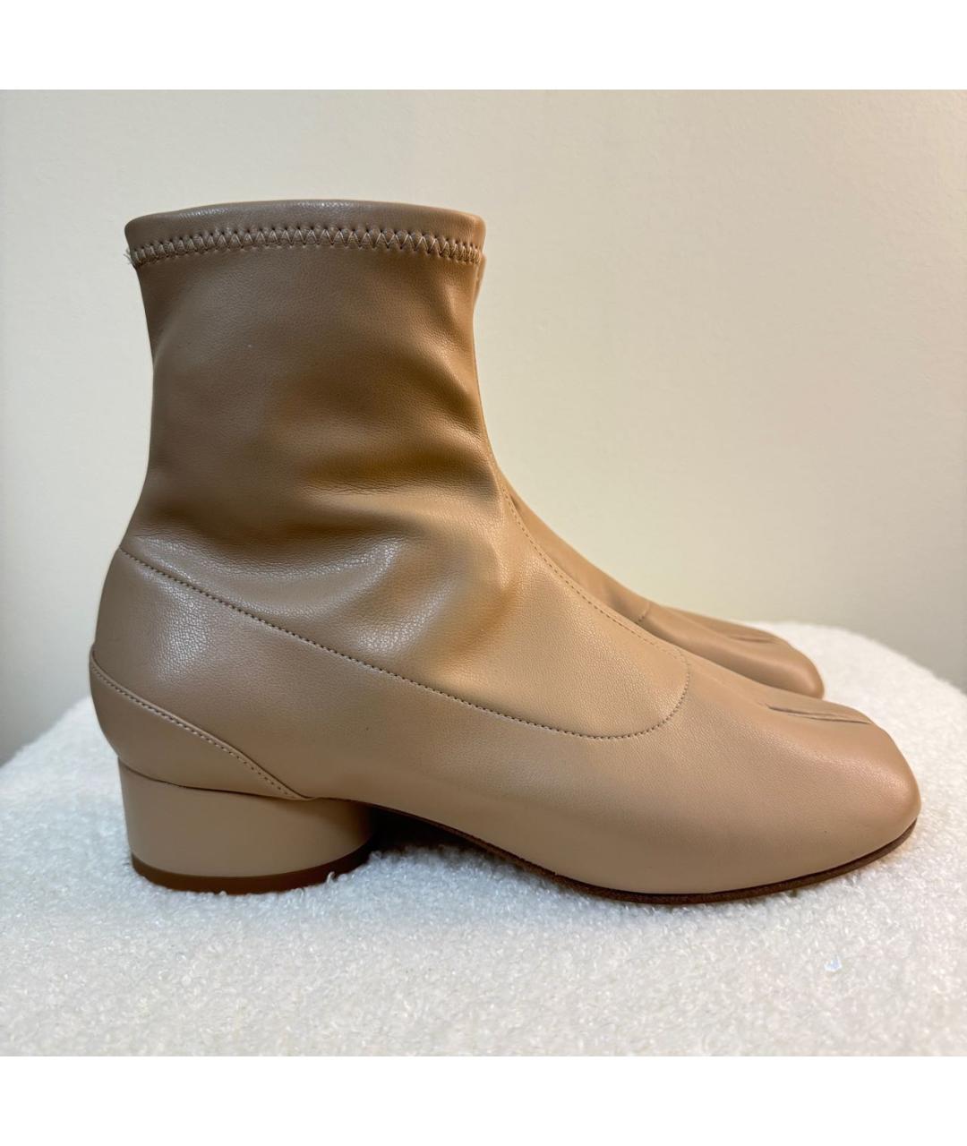 MAISON MARGIELA Бежевые кожаные полусапоги, фото 2