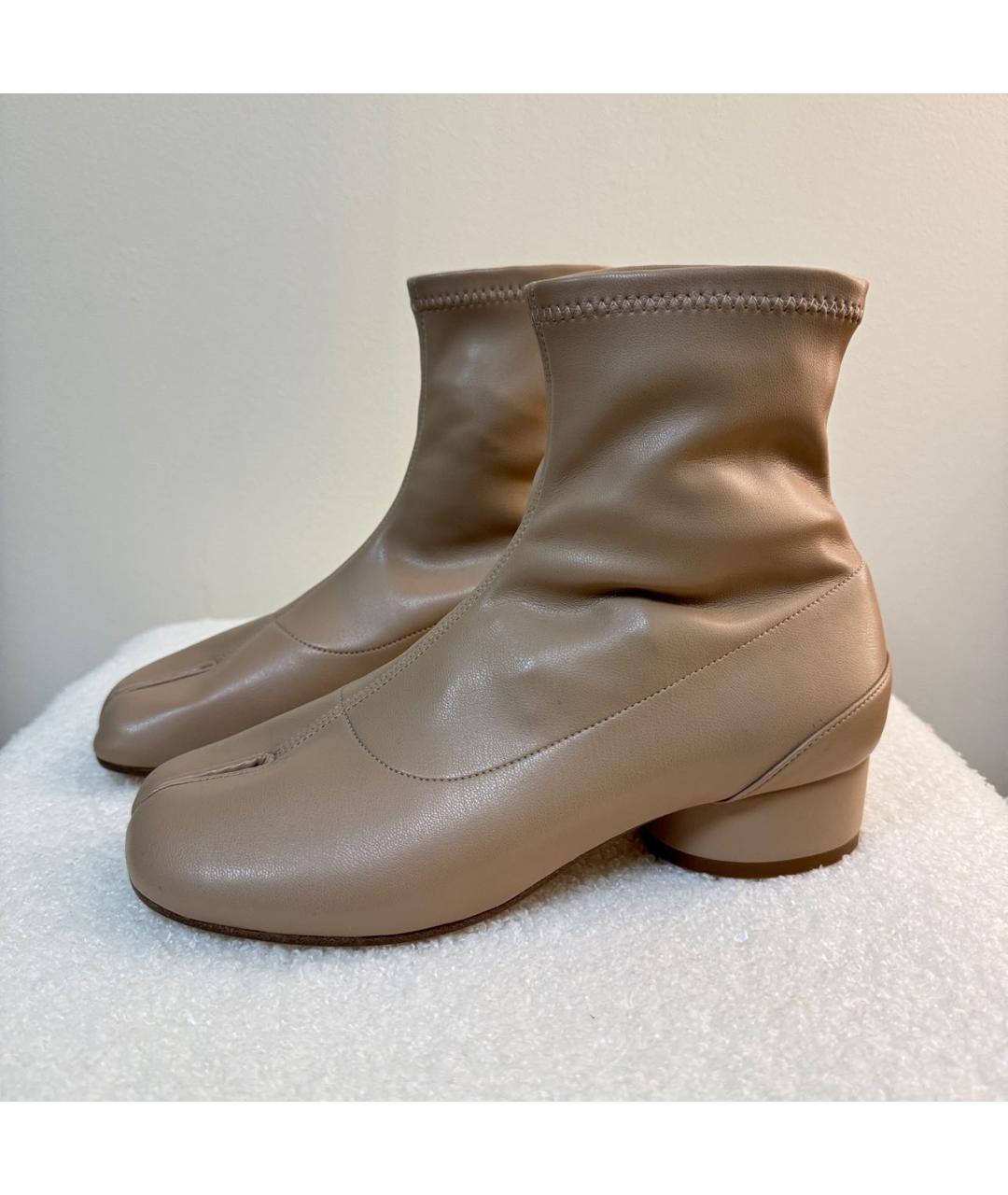 MAISON MARGIELA Бежевые кожаные полусапоги, фото 5