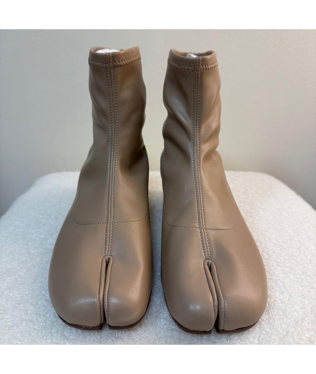 MAISON MARGIELA Бежевые кожаные полусапоги, фото 4