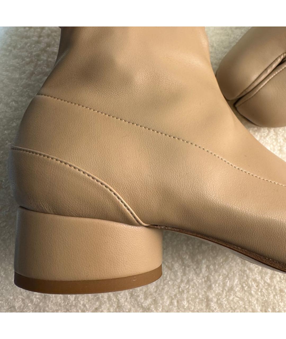 MAISON MARGIELA Бежевые кожаные полусапоги, фото 7