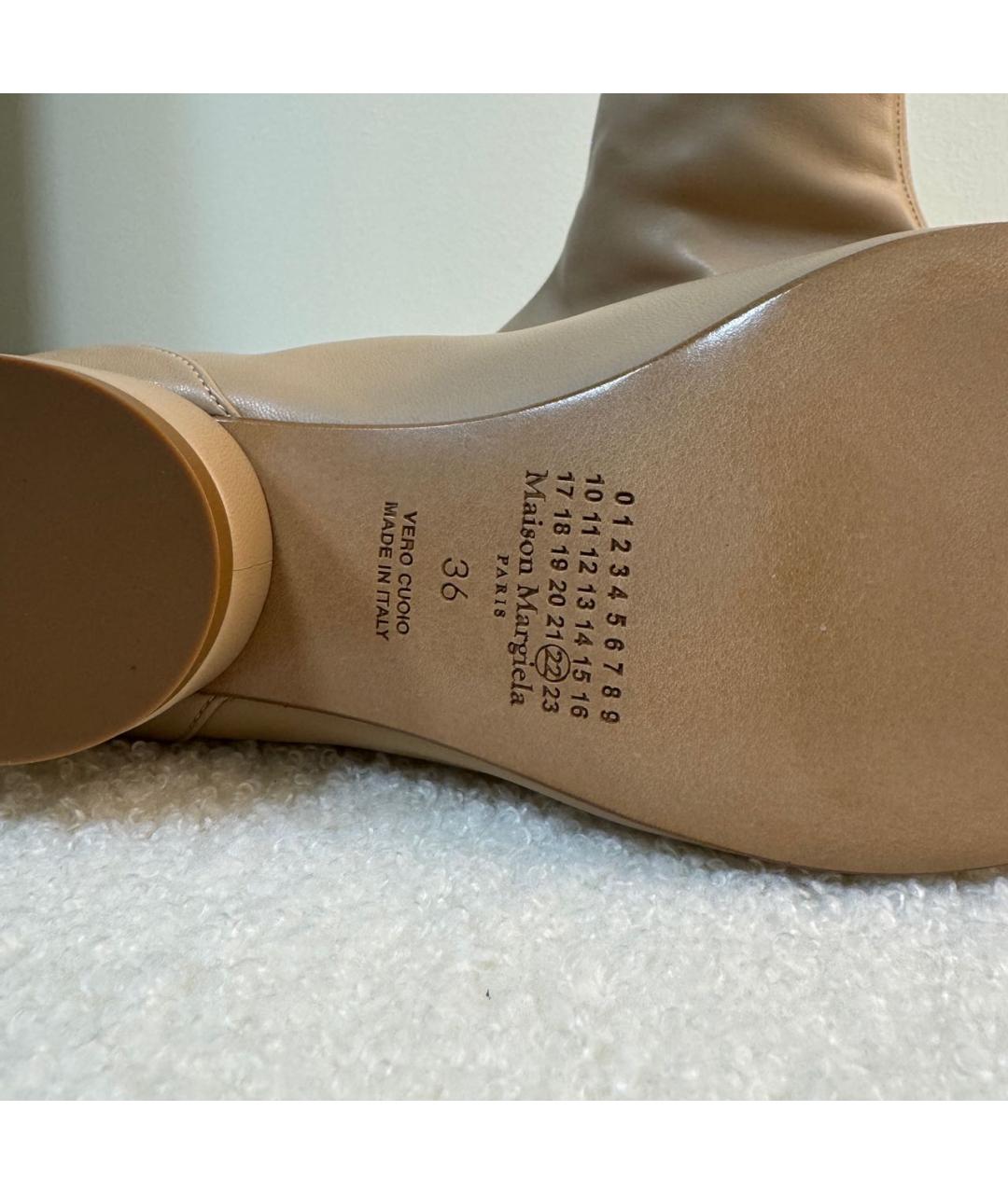 MAISON MARGIELA Бежевые кожаные полусапоги, фото 8