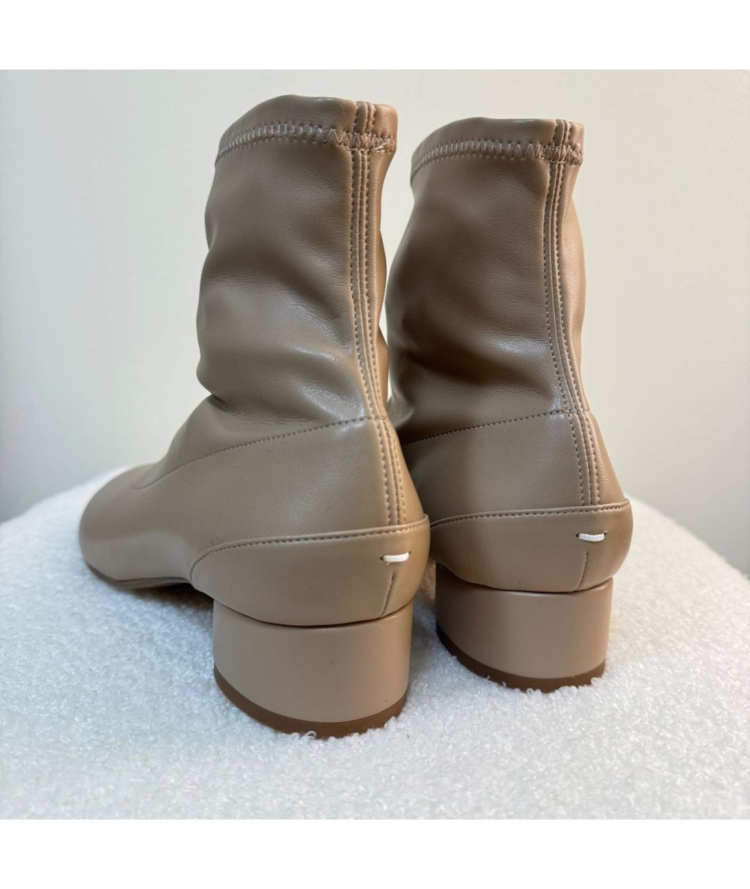 MAISON MARGIELA Бежевые кожаные полусапоги, фото 6