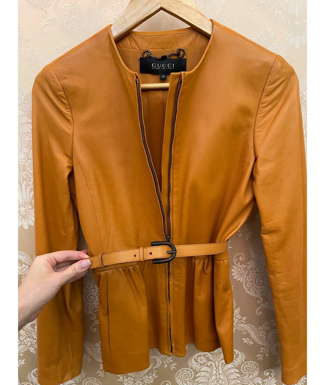 GUCCI Оранжевая кожаная куртка, фото 5