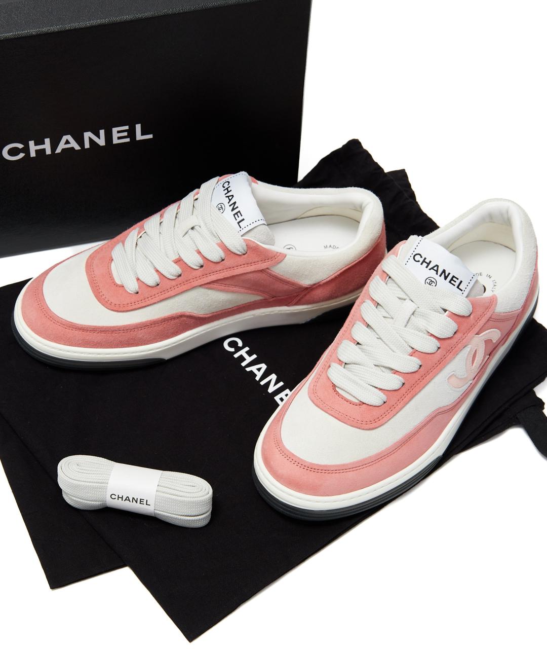 CHANEL Розовые замшевые кеды, фото 8