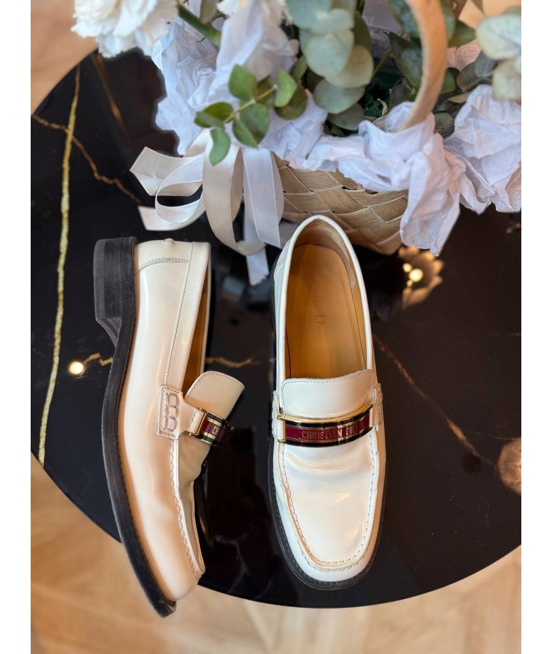 CHRISTIAN DIOR Белые кожаные лоферы, фото 5