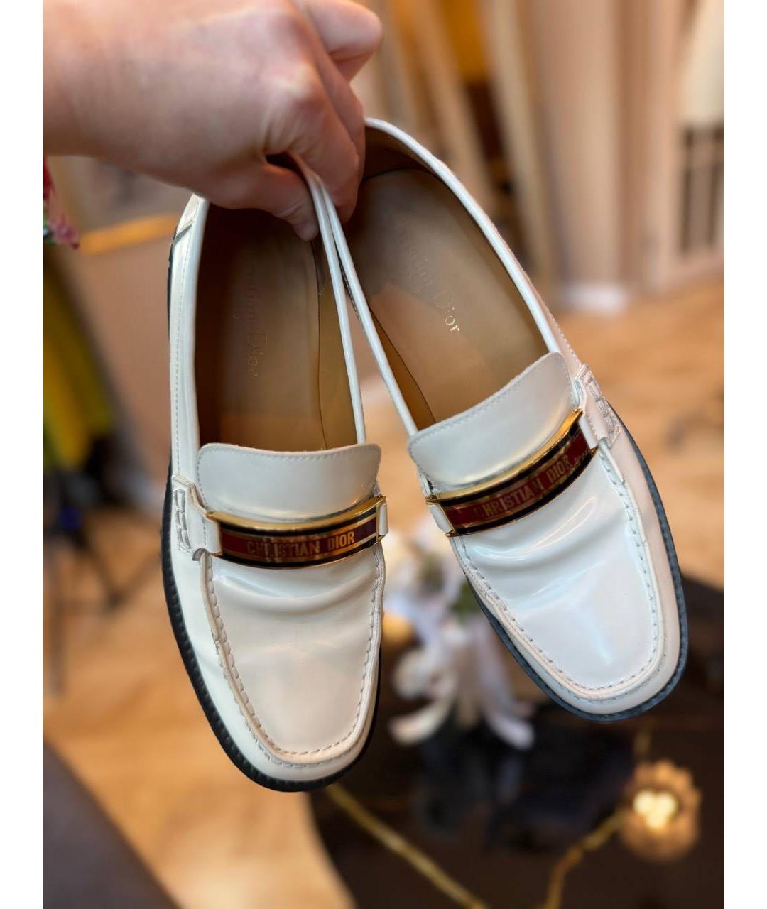 CHRISTIAN DIOR Белые кожаные лоферы, фото 3