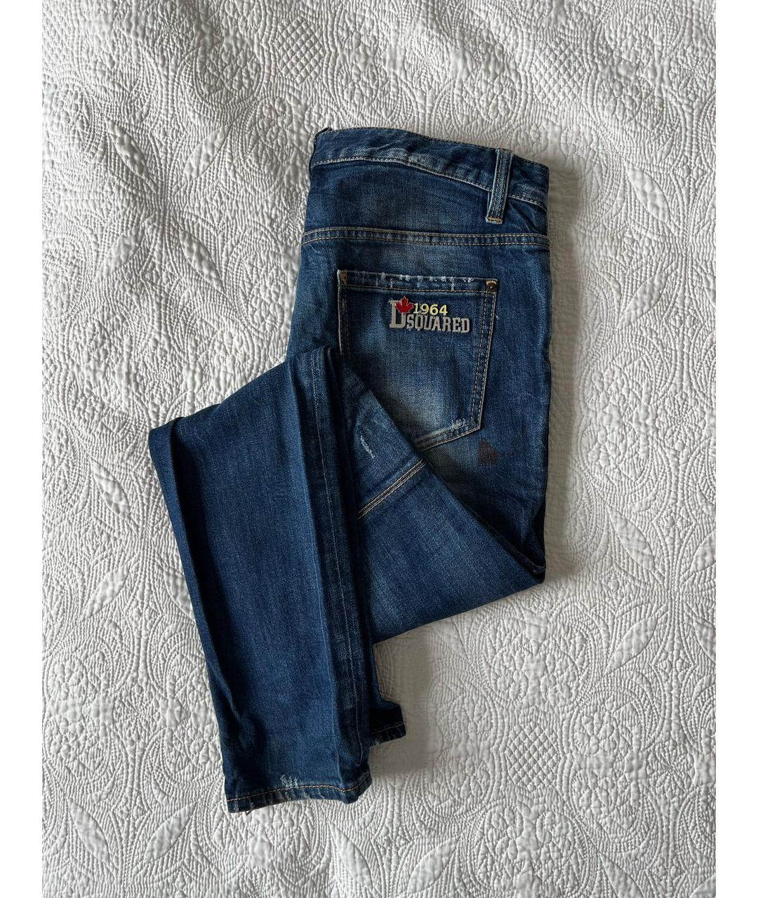 DSQUARED2 Синие хлопковые джинсы слим, фото 2