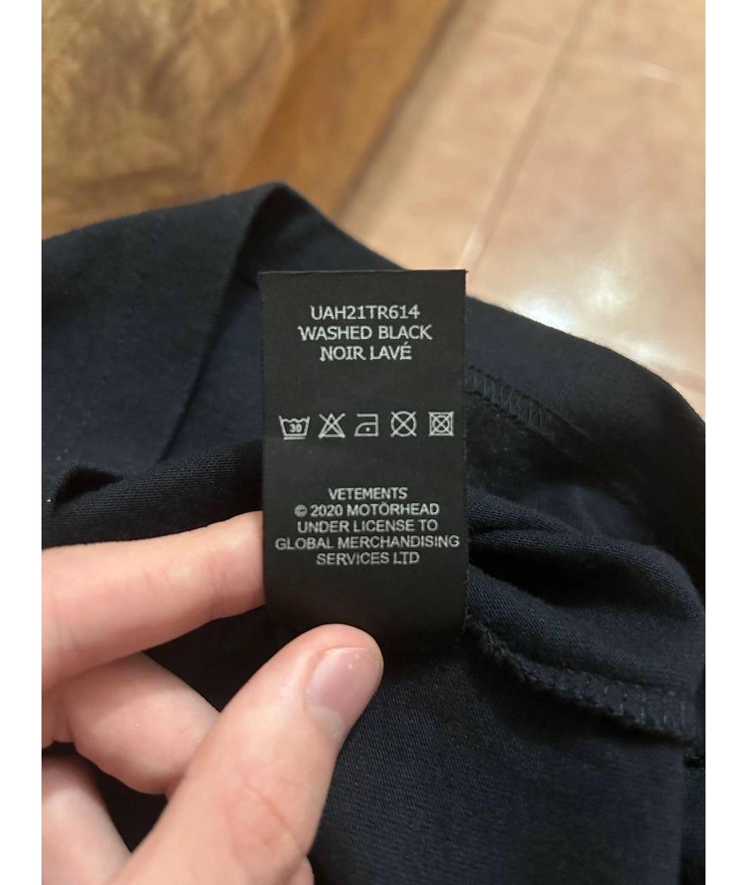 VETEMENTS Черная хлопковая футболка, фото 7