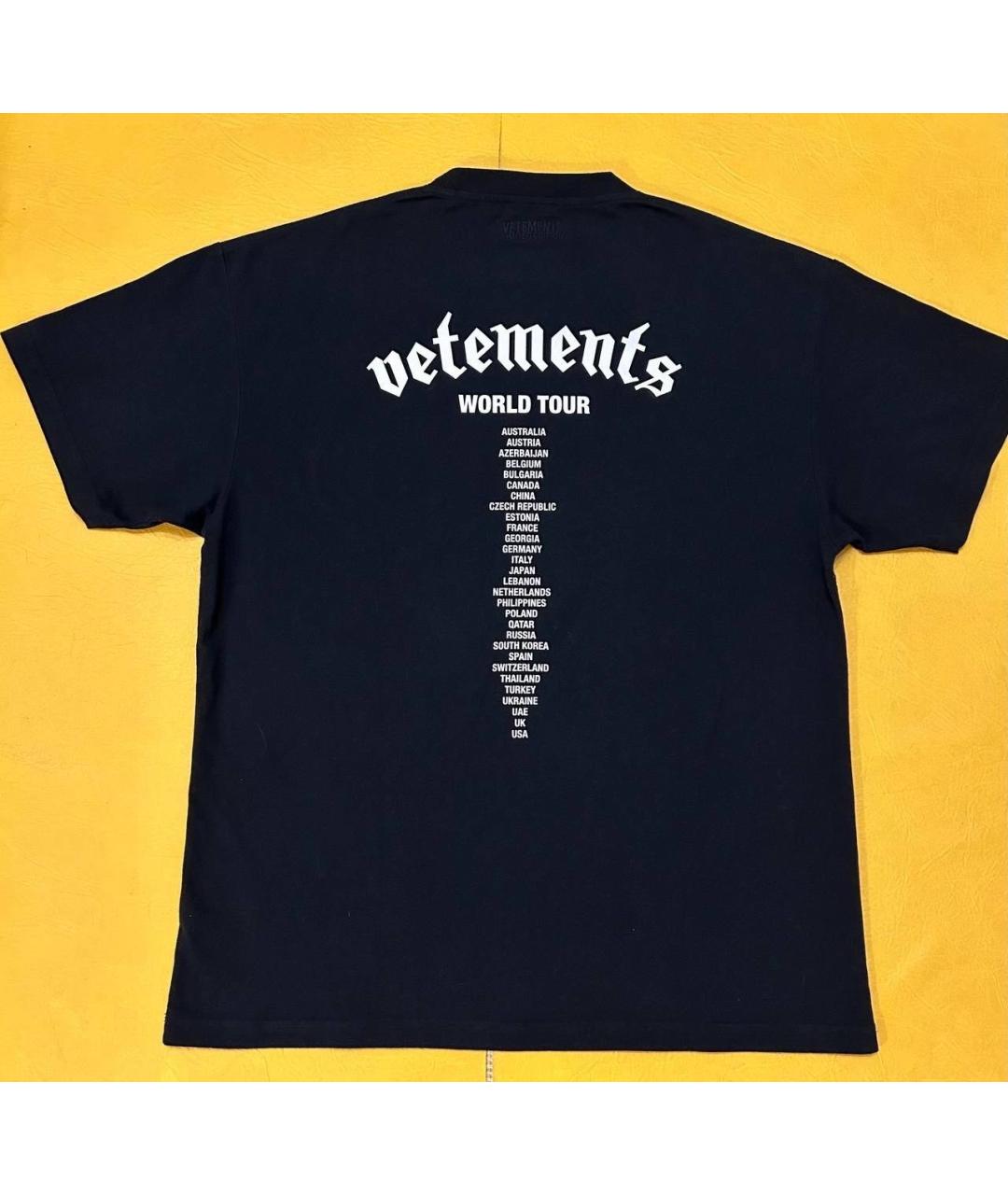 VETEMENTS Черная хлопковая футболка, фото 2