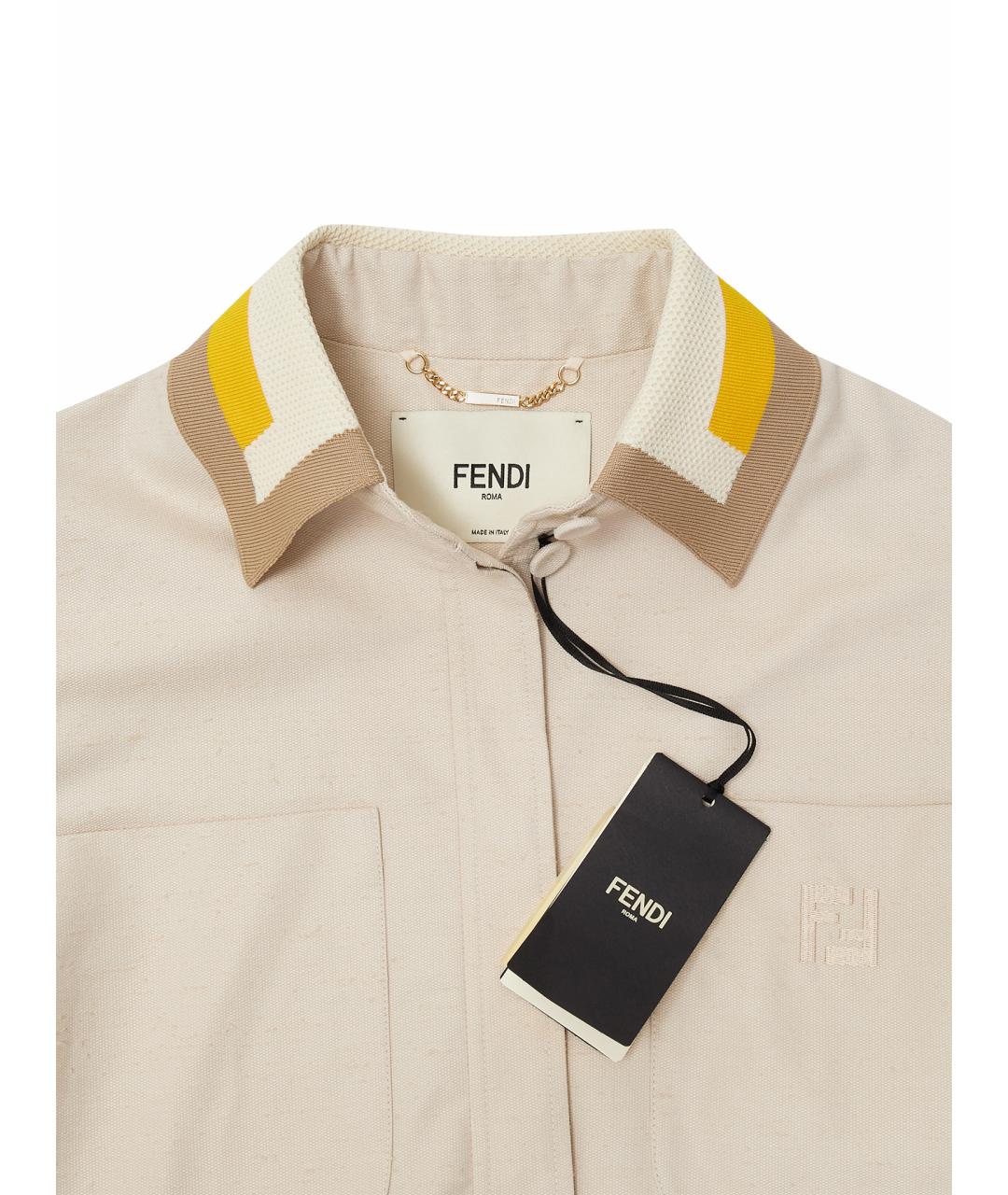 FENDI Бежевая хлопковая куртка, фото 3