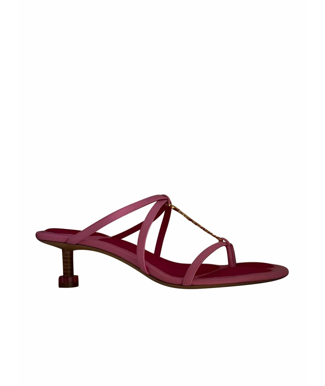 JACQUEMUS Розовые кожаные босоножки, фото 1