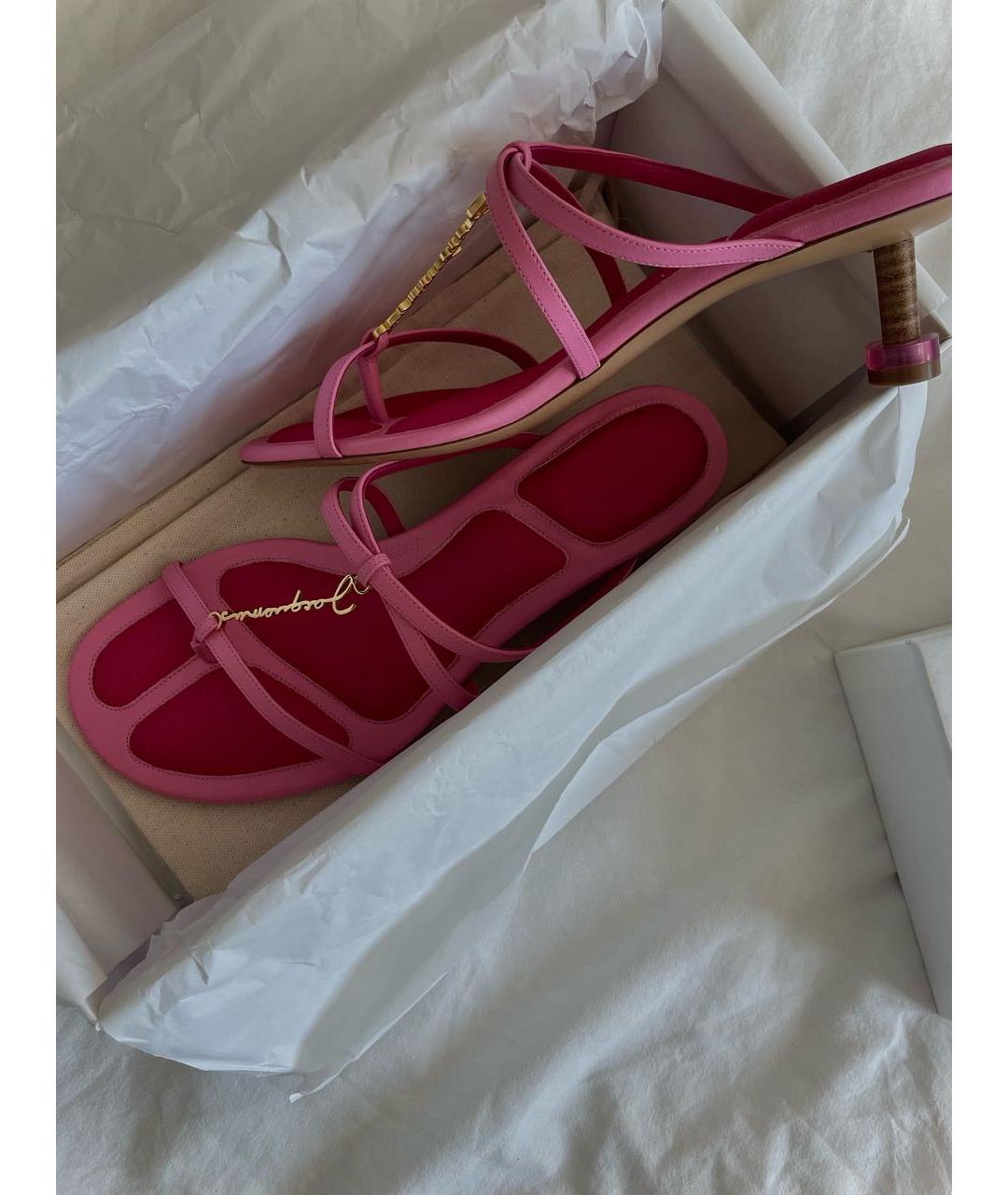 JACQUEMUS Розовые кожаные босоножки, фото 2