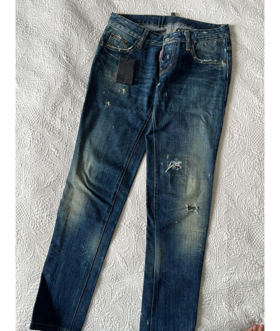 DSQUARED2 Синие хлопковые джинсы слим, фото 7