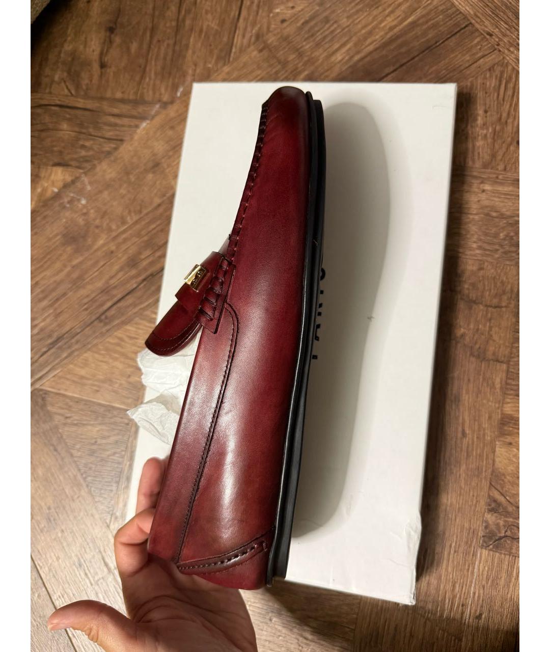BALMAIN Бордовые кожаные мокасины, фото 9