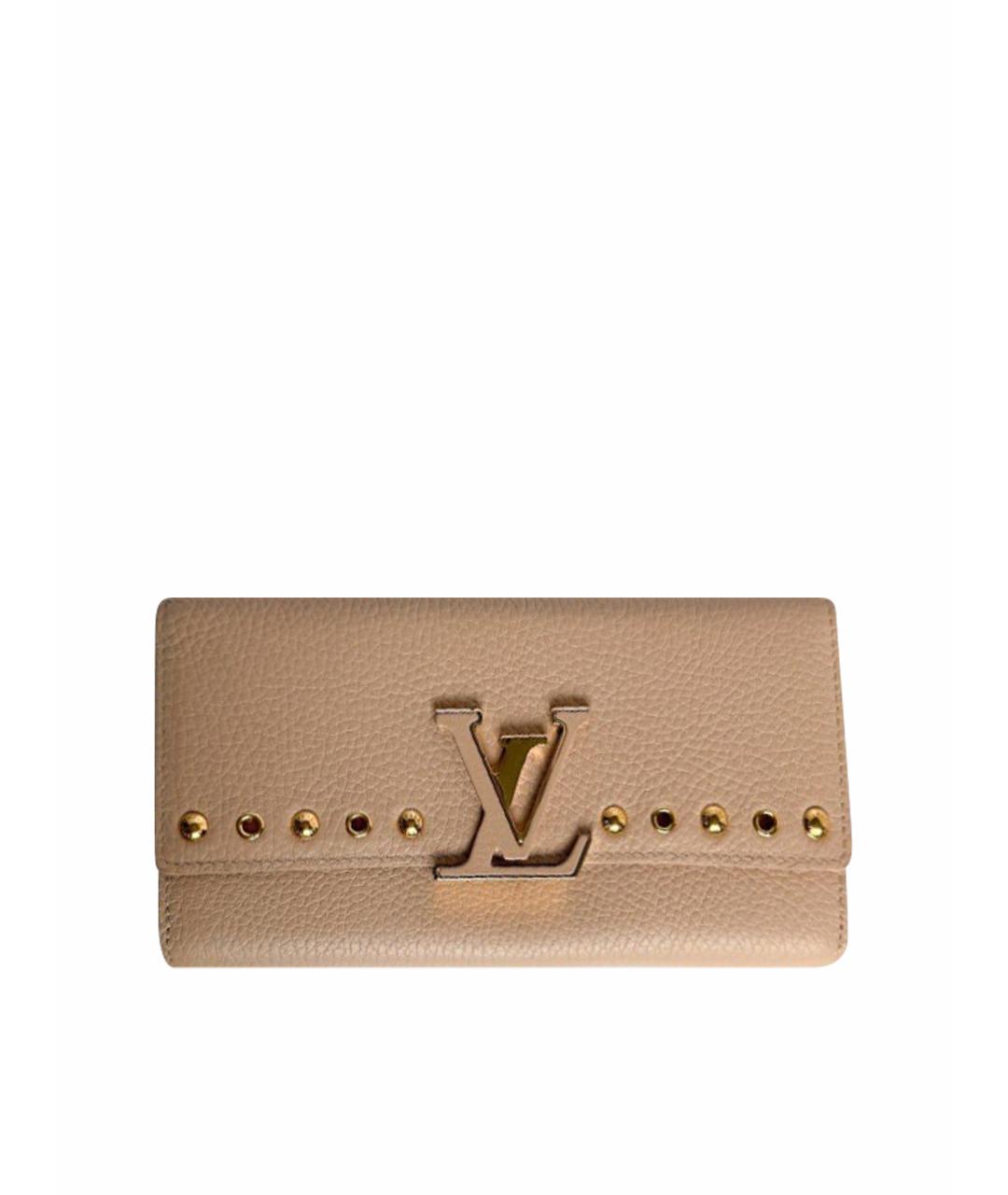 LOUIS VUITTON Бежевый кожаный кошелек, фото 1