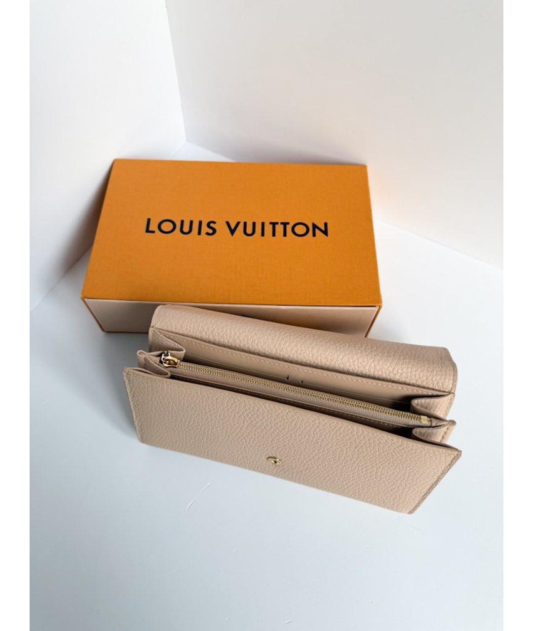 LOUIS VUITTON Бежевый кожаный кошелек, фото 4