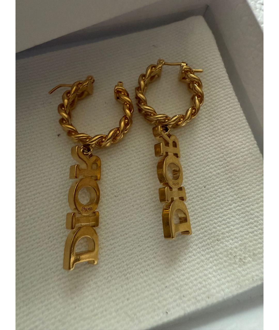 CHRISTIAN DIOR Золотые латунные серьги, фото 6