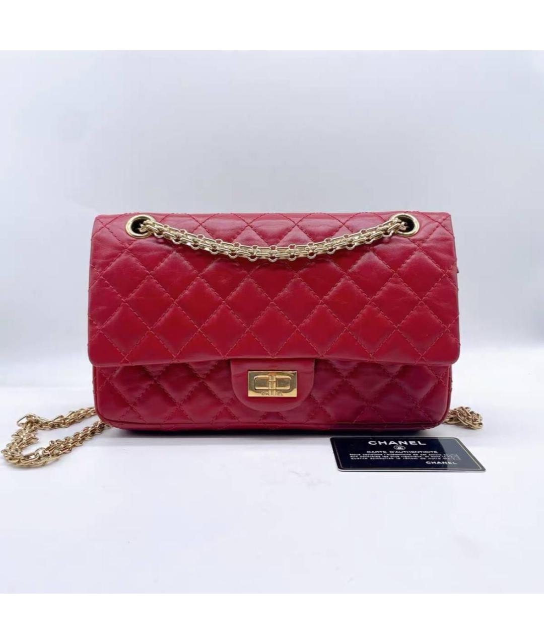 CHANEL Красная кожаная сумка через плечо, фото 4