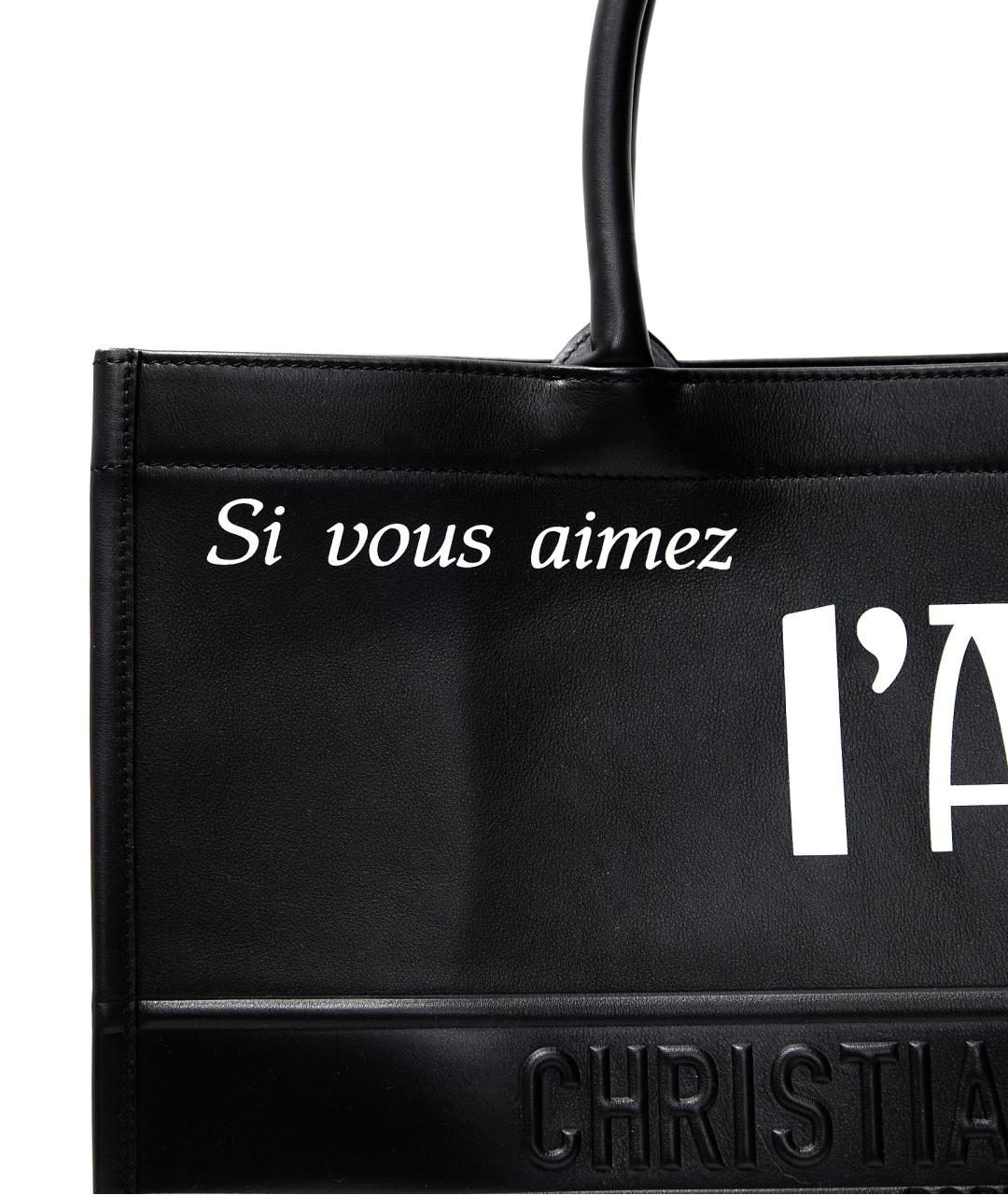 CHRISTIAN DIOR Черная кожаная сумка тоут, фото 5