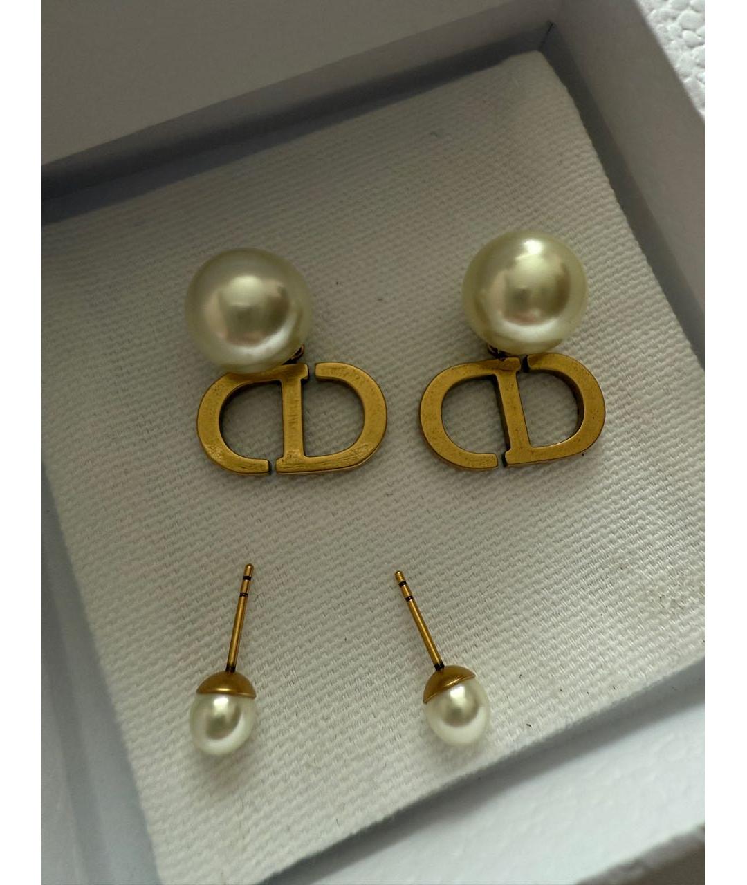 CHRISTIAN DIOR Золотые латунные серьги, фото 4