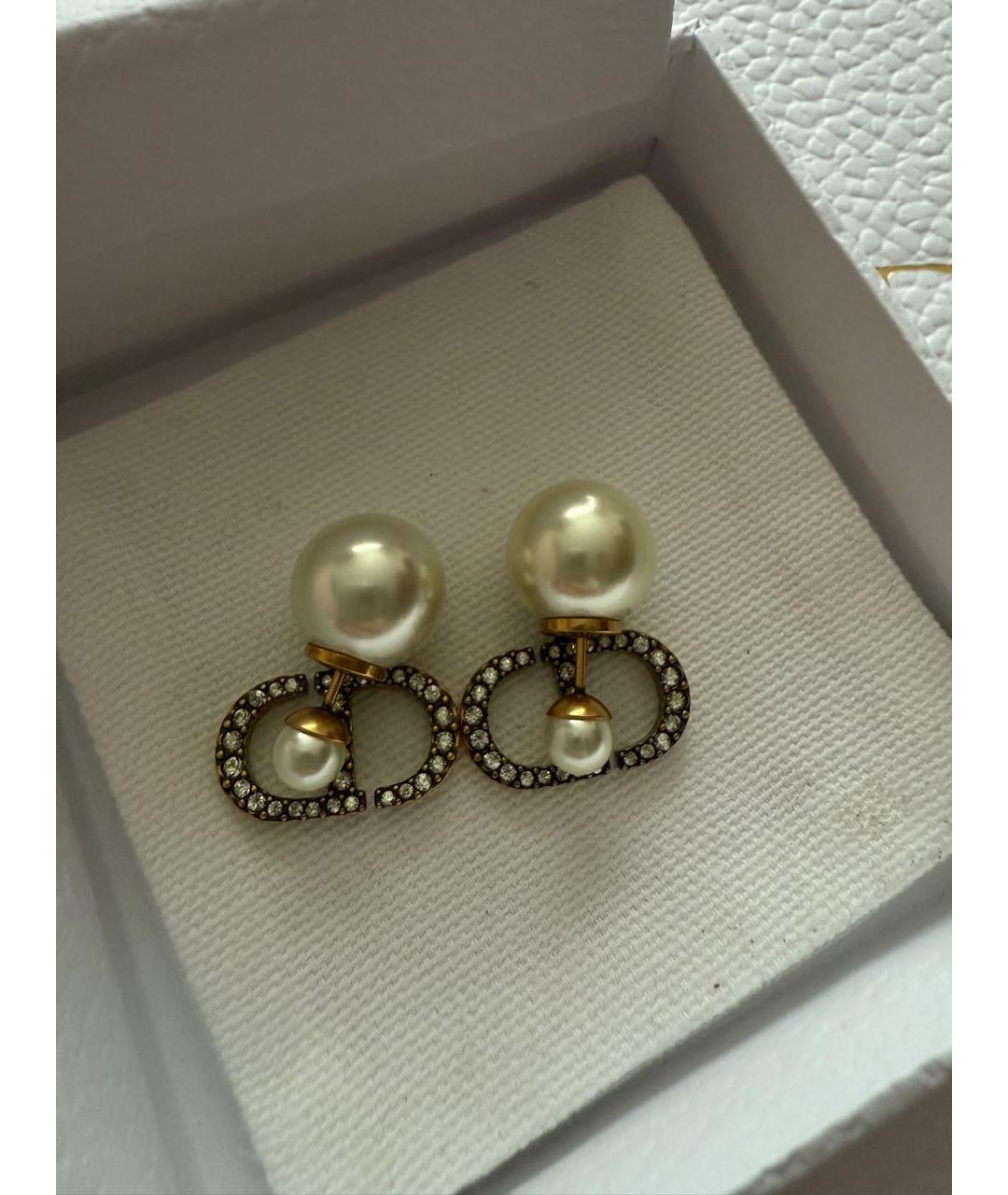 CHRISTIAN DIOR Золотые латунные серьги, фото 7