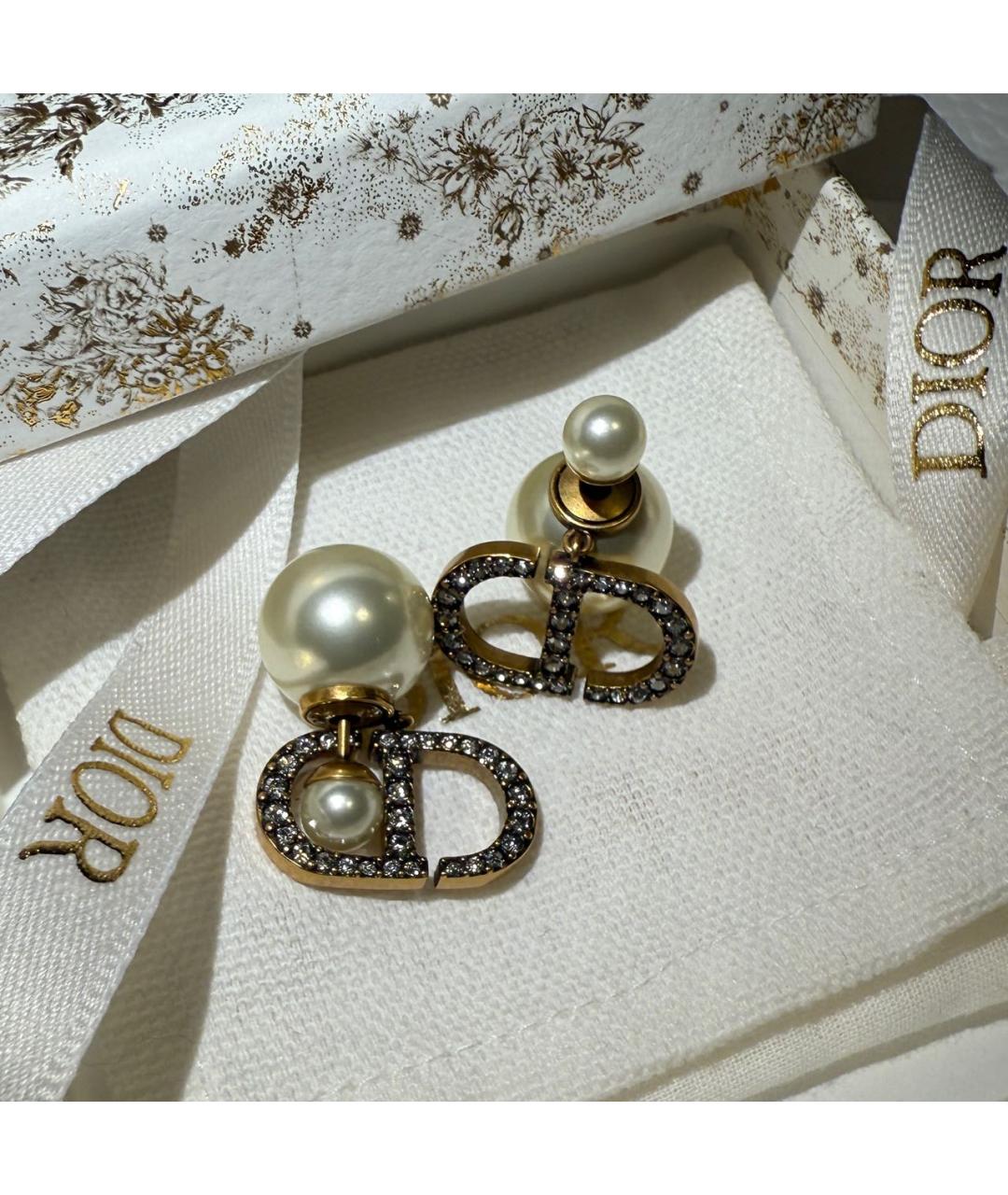CHRISTIAN DIOR Золотые латунные серьги, фото 3