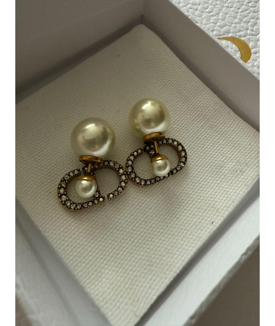CHRISTIAN DIOR Золотые латунные серьги, фото 8