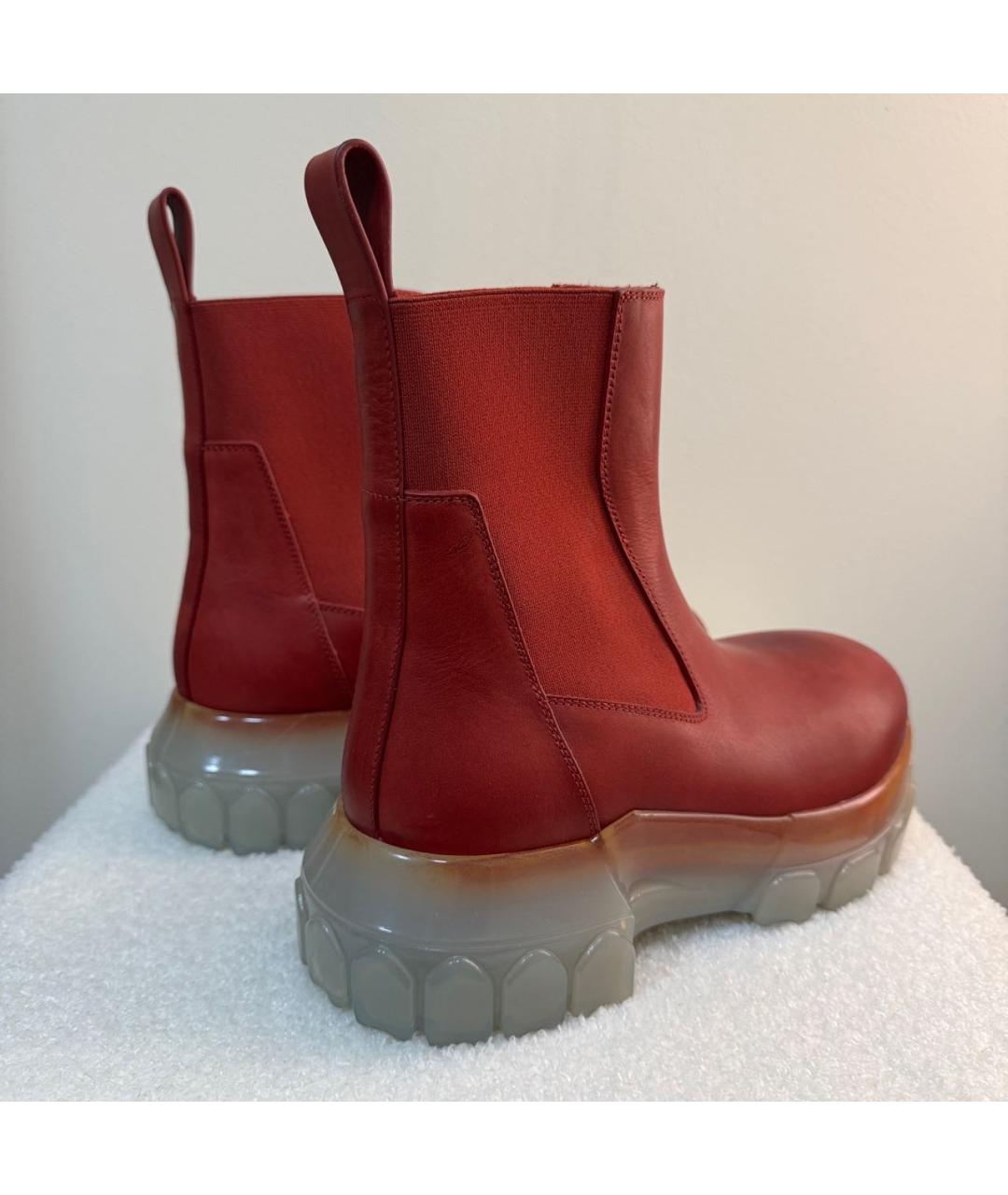 RICK OWENS Красные кожаные ботинки, фото 4