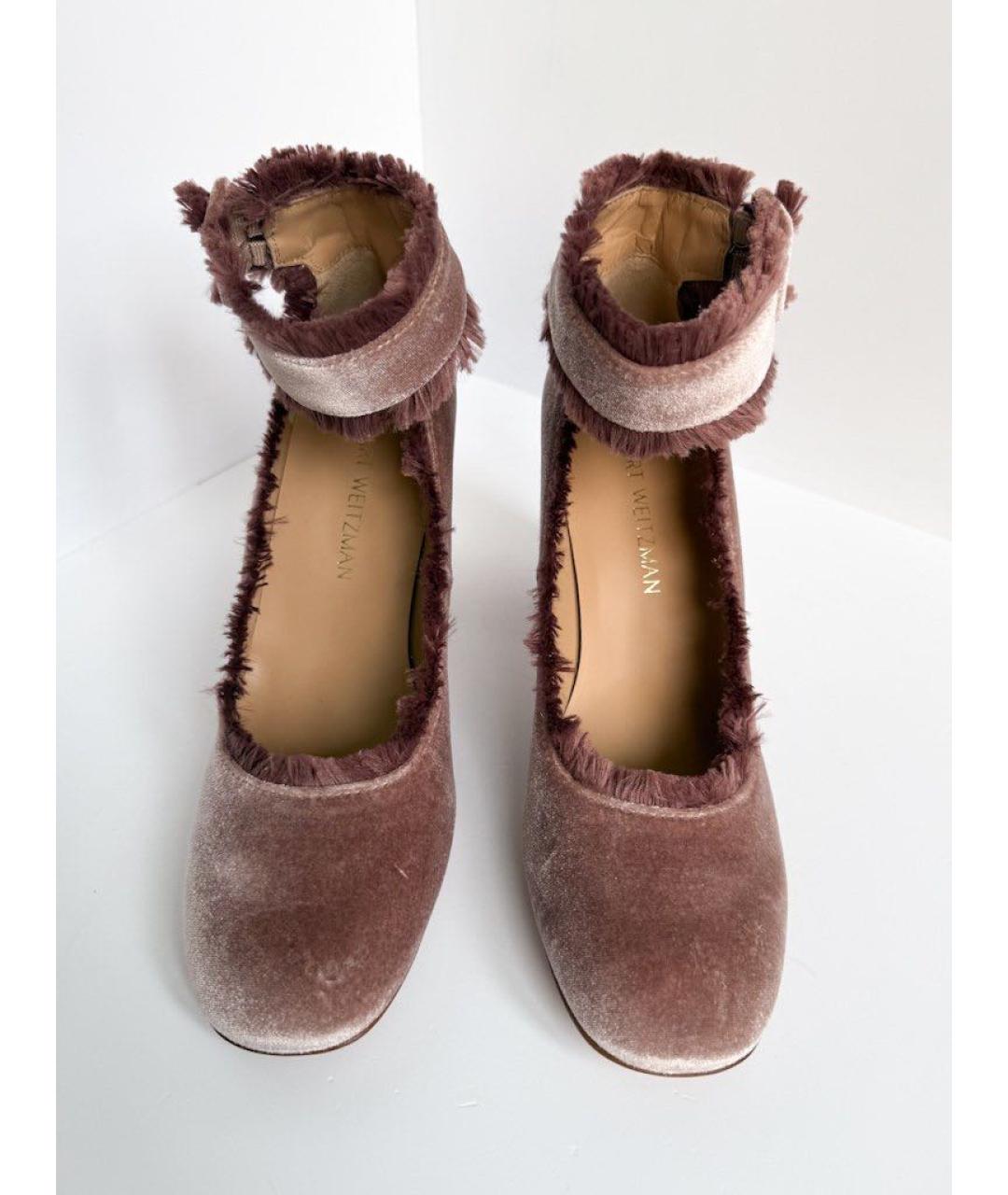 STUART WEITZMAN Розовые бархатные туфли, фото 2