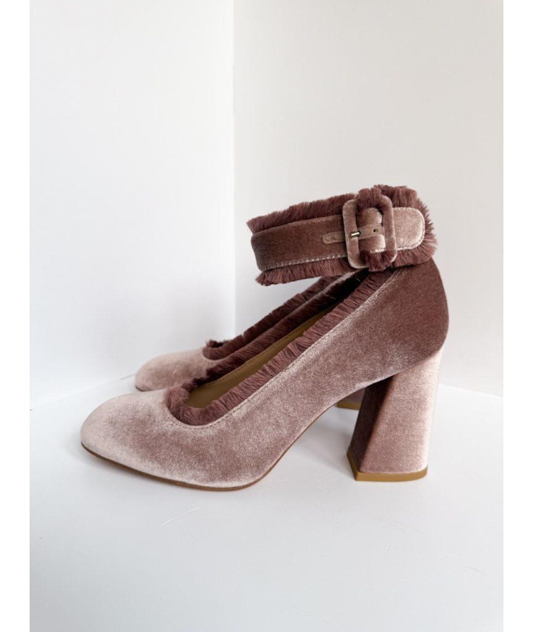 STUART WEITZMAN Розовые бархатные туфли, фото 5