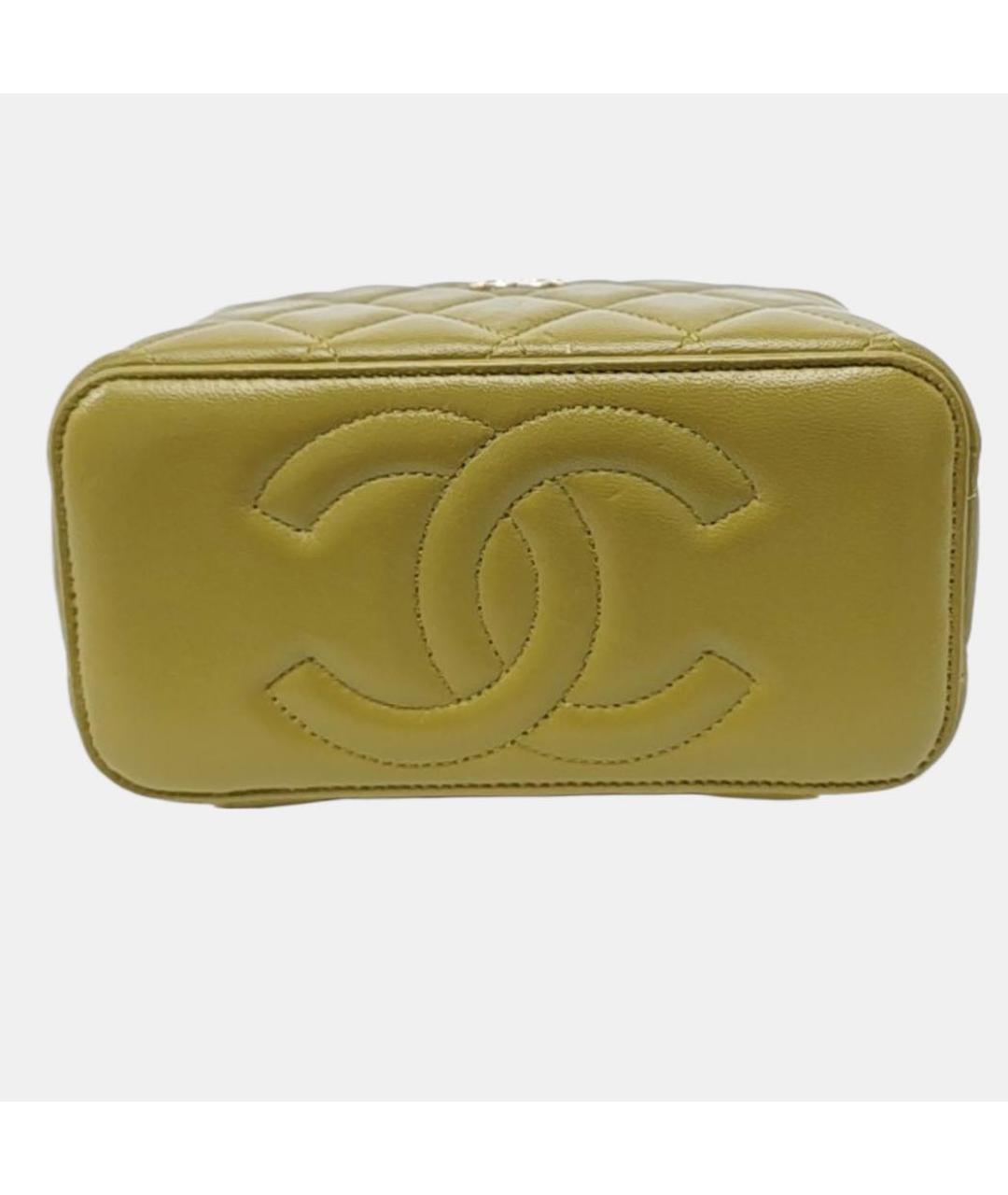 CHANEL Горчичная кожаная сумка с короткими ручками, фото 6