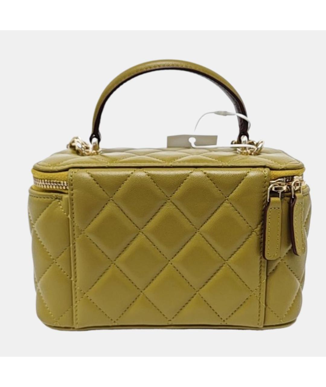 CHANEL Горчичная кожаная сумка с короткими ручками, фото 5