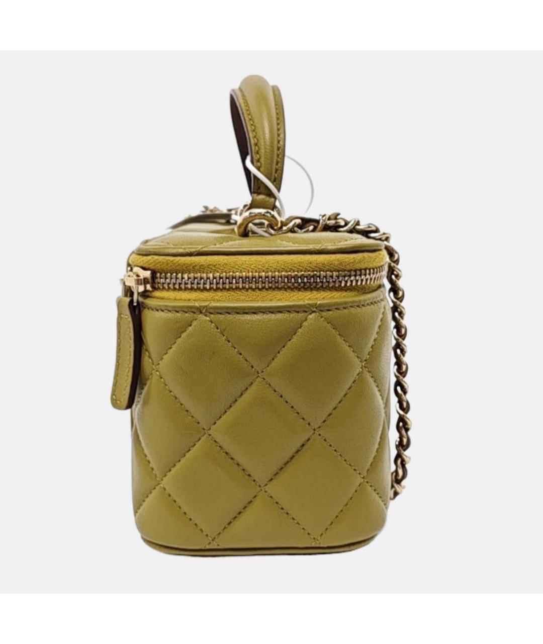CHANEL Горчичная кожаная сумка с короткими ручками, фото 4