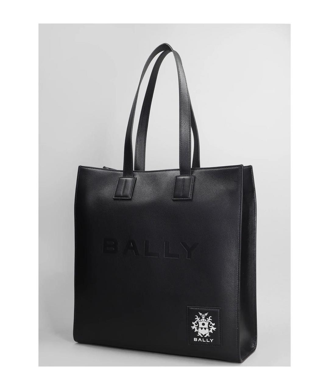 BALLY Черная кожаная сумка тоут, фото 3