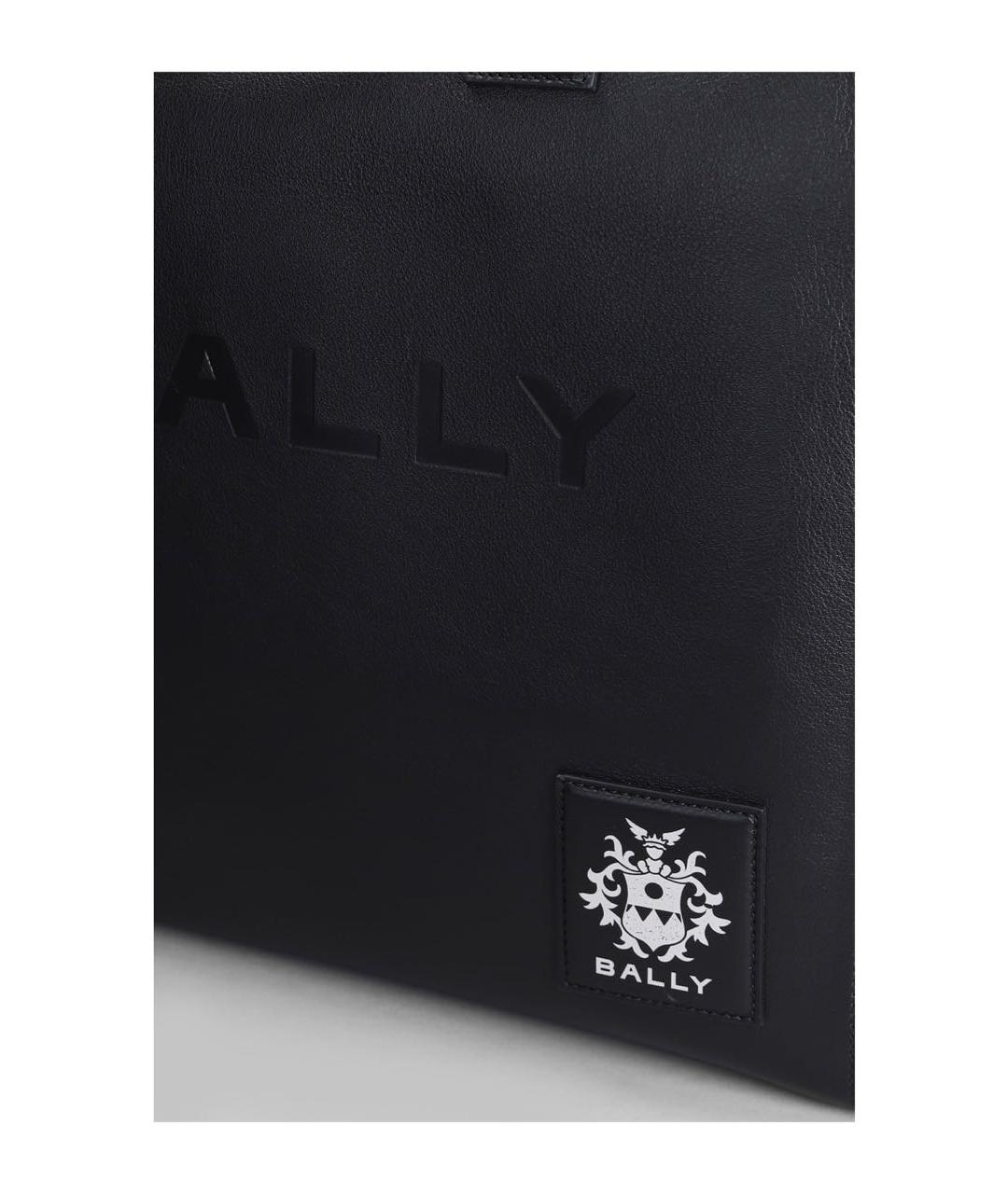 BALLY Черная кожаная сумка тоут, фото 4